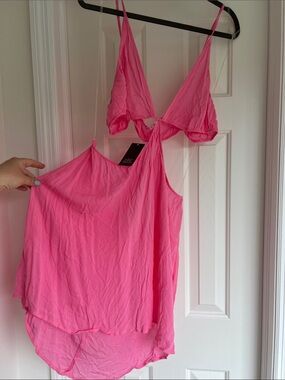 NWT XL Wild Fable Bright Pink Spaghetti Strap swim coverup dress